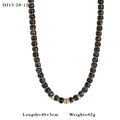 18K gold stainless steel necklace with dark grey natural stones and red gemstone charm - Dark Grey Barrel Style (13-28-12)