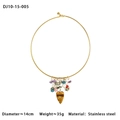 Goldenes Edelstahl-Choker-Halskette mit natürlichem Tigerauge-Herz und Perlenmix - Tigerauge Textur Herz (DJ10-15-005)