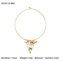 Golden stainless steel choker necklace with sea stars, pearls and colorful natural stones - Coconut Tree Marine Elements Set (DJ10-15-004)