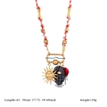 Collana in corda colorata con ciondoli sole e occhio in acciaio 18k e pietra naturale rossa - Stile Corda Intrecciata Rosso Bianco-Stile 3