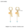Detail of stainless steel hoop earrings with fishbone charm and colorful stone beads - Fishbone Pendant (10-18-002)