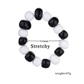 Elastic black and white bead bracelet with 14mm inner diameter and glossy finish - Style 3-Bracelet