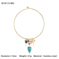 Detail of 14cm stainless steel choker with turquoise heart and colorful natural stone charms - Turquoise Color Texture Heart (DJ10-15-002)