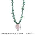 Hamsa-Hand-Halskette mit hellrosa Jade-Anhänger und grüner Naturstein-Perlenkette - Grüne Steinsplitter & Rosa Anhänger (Style 3)
