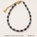 Bracelet fait main en perles bleues avec perles dorées et pendentif cœur en acier - Bracelet Bleu
