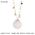 Detalle de cadena de cintura con piedras de colores, colgante de concha y estrellas de mar - Colgante De Vieira Grande Con Cuentas De Frutas (10-9-003)