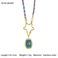 Dettaglio del pendente occhio smaltato blu con cordino rosa-blu e moschettone stella - Corda Intrecciata Rosa Blu Chiusura Stella (10-28-001)