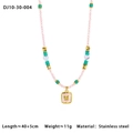 Dettaglio della collana di perle occhio di gatto con ciondolo a farfalla dorata da 45cm - Stile Ciondolo Farfalla Rosa e Oro (10-30-004)