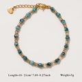 Collier fait main en perles de turquoise avec pendentif coeur et chaîne en acier inoxydable - Bracelet Bleu Vert