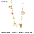Golden stainless steel chain belt featuring shell, starfish charms and red chili pendant - Starfish Pearl Red Chili Pendant Style (10-12-002)