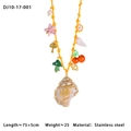Bohemian yellow woven body chain with conch shell and starfish beads in stainless steel - Yellow Cord Conch Style (10-17-001)