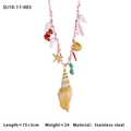 Colorful beach waist chain with natural seashell starfish and stainless steel beads - Red White Cord Conch Charm Style (10-17-003)