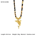 Shark pendant necklace featuring leopard print cord and stainless steel accents - Shark Style (10-32-002)