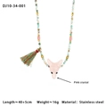 Collana bohémien di perline con ciondolo a volpe in cristallo rosa e nappa colorata - Quarzo Rosa Testa di Lupo (10-34-001)