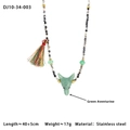 Collana boho con perline di avventurina verde, ciondolo a testa di lupo e nappa colorata - Avventurina Verde Testa di Lupo (10-34-003)