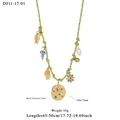 Collana intrecciata stile boho con ciondoli colorati in acciaio inossidabile - Stile Intrecciato Ciano Giallo (11-17-01)