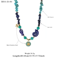 Handgemaakte roestvrijstalen ketting met blauwe turkoois, lapis lazuli en een schelp - Schelp Ronde Vis Stijl (11-21-01)