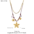 Collana doppia in corda intrecciata blu con ciondolo a forma di pesce in acciaio inox - Stile Intrecciato Blu Rosa (11-17-02)