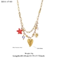 Collana multistrato in acciaio inossidabile dorato con perla blu e ciondolo a cuore - Stile Intrecciato Bianco Marrone (11-17-03)