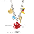 Collier Figaro en acier doré avec breloques crabe en verre et palmier - Style Crabe Doré (11-24-01)