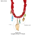 Red printed cord necklace with stainless steel shells and colorful nautical charms - Red Paisley Style (11-9-01)