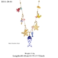 Stainless steel beach necklace with blue fish, golden starfish, and natural stones - Multicolor Marine Life Style (11-28-01)