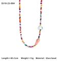 Colorful beaded beach necklace with blue heart and pink fish charms for women - Blue Heart & Pink Fish Necklace (DJ10-25-004)