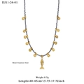 Bohemian roestvrijstalen kralenketting met donkergrijze kralen en gouden vis-hanger - Grijs Kralen Vis Stijl (11-26-01)