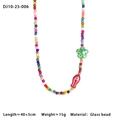 Colorful glass bead necklace with green flower and red fish pendant beach style - Green Flower & Red Fish Necklace (DJ10-25-006)
