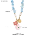 Collana di acquamarina e perle con conchiglia di quarzo rosa e pendente a fiore - Stile Acquamarina (11-33-01)
