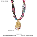 Collana foulard in seta con ciondolo a conchiglia in acciaio inox e ciondoli marini - Conchiglia Pesce Perla Artificiale (11-13-02)