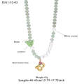 Ocean-inspired green beaded necklace with ceramic bird and stainless steel letter B - Letter B