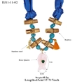 Ethnic necklace with blue cord, bamboo, rose quartz fish pendant and orange tassel - Rose Quartz Big Fish Style (11-11-02)