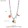 Colorful beaded ocean style necklace with purple beads and golden letter G pendant - Letter G