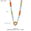 Bunte Edelstein-Perlenkette mit herzförmigem Anhänger aus Edelstahl für Damen - Weißer Herzanhänger (11-35-01)