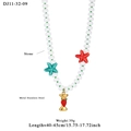Ocean style beaded necklace with green stone beads and red starfish charms for women - Letter I