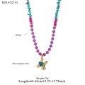 Handmade ocean style beaded necklace with blue stones and a gold stainless steel pendant - Letter K