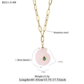 Collier en acier doré avec pendentif conque en quartz rose et zircon vert serti - Style de Conque en Quartz Rose (11-5-09)
