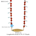 Collar de cuentas con colgante de pez en acero inoxidable dorado y piedras turquesas - Estilo de Colgante en Forma de Pez (12-14-2)