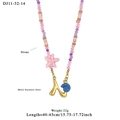Pink and purple ocean-style beaded necklace with pink starfish and gold letter N pendant - Letter N