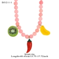 Perlenhalskette in Rosa mit Anhängern aus Kiwi, Chili und Orangenstücken - Rosa Perlen Multi-Anhänger Stil (12-1-1)