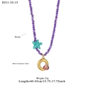 Handmade necklace with purple faceted stone beads, sea star and shell charms in gold finish - Letter O