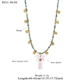 Boho-Perlenkette aus Edelstahl mit einem Anhänger aus Rosenquarz-Palme - Rosenquarz Stil (11-30-02)