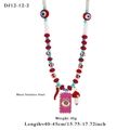 Colorful beaded evil eye necklace with stainless steel charms and red chili pendant - Colorful Bead Pink Square Charm Style (12-12-2)
