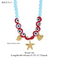 Beaded Evil Eye necklace with golden seashell and starfish charms for beach vacation - Sky Blue And Red Beaded Style (12-3-1)