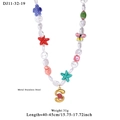 Colorful ocean theme beaded necklace with gold letter S charm and sea life pendants - S
