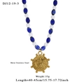 Perlenkette in Blau und Weiß aus Edelstahl mit rundem Adler-Anhänger für Damen - Adler Medaillon Blau Weiße Perlen (12-19-3)