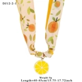 Adjustable silk cord necklace with bright lemon pendant and citrus leaf pattern - Lemon Style (DJ12-2-1)