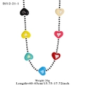 Kleurrijke kralenketting met hartjes, zwart-witte kralen, lengte 40-45cm en gewicht 20g - Kleurrijk Hartpatroon(12-21-1)