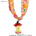 Creative red apple core pendant necklace with pink fruit print silk ribbon strap - Apple Style (DJ12-2-3)